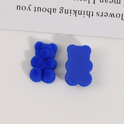 Blue Flocking Resin Cabochons, Bear, Blue, 18x11mm