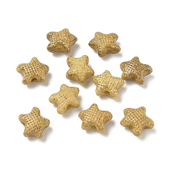 Goldenrod Vintage Handmade Porcelain Beads, Fancy Antique Glazed Porcelain, Textured Starfish, Goldenrod, 10x11.5x6mm, Hole: 1.8mm
