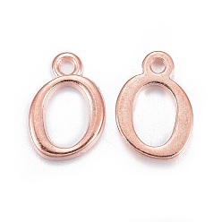 Letter O Rose Gold Plated Alloy Letter Pendants, Rack Plating, Cadmium Free & Lead Free, Letter.O, 14x9x2mm, Hole: 1.5mm