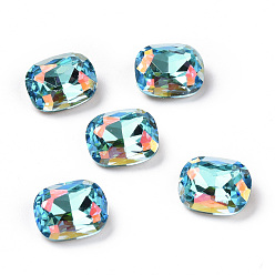 Light Aquamarine AB Светлый стиль ab k9 стеклянные кабошоны, задние и задние, граненые, прямоугольник восьмиугольник, светлый аквамарин ab, 10x8x4.2 мм