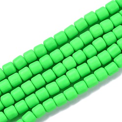 Césped Verde Polímeros hechos a mano hebras de perlas de arcilla, columna, verde césped, 6.5x6 mm, agujero: 1.2 mm, sobre 61 unidades / cadena, 15.75 pulgada (40 cm)