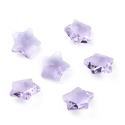 Lilac Transparent Glass Pendants, Faceted, Star Charms, Lilac, 13x13.5x7mm, Hole: 1mm