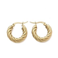 Золотой 304 серьги-кольца из нержавеющей стали с закрученными кольцами, ионное покрытие (ip), золотые, 20x4.8 мм