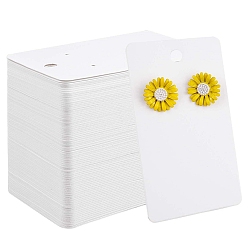 White Paper Single Earring Display Cards with Hanging Hole, Rectangle, White, 9x5cm