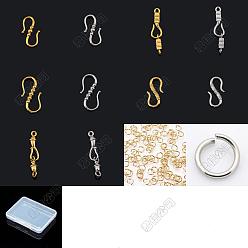 Mixed Color Stainless Steel S-Hook Clasps, with 304 Stainless Steel Open Jump Rings, Mixed Color, 15.8x9mm