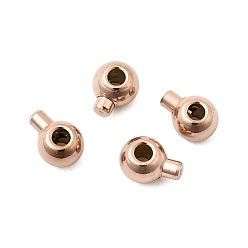 Розовое Золото 304 из нержавеющей стали обжимной бисер, ионное покрытие (ip), круглые, розовое золото , 4x3x2.5 мм, отверстие : 1 мм