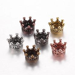 Mixed Color Alloy Beads, Crown, Large Hole Beads, Mixed Color, 10.5x7mm, Hole: 6mm