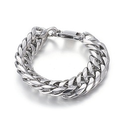 Stainless Steel Color 201 Stainless Steel Wheat Chain Bracelets, with Bayonet Clasps, Stainless Steel Color, 8-3/8 inch(21.4cm), 19mm