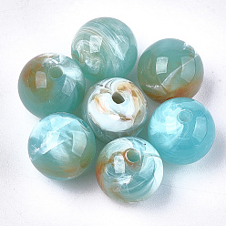 Sky Blue Acrylic Beads, Imitation Gemstone Style, Round, Sky Blue, 11.5~12x11mm, Hole: 2mm, about 540pcs/500g