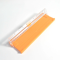 Orange Plastic Mini Paper Cutter, for Scrapbooking & Paper Crafts, Rectangle with Scale, Orange, 27x8.5x2.5cm