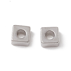 Real Platinum Plated Brass Beads, Square, Real Platinum Plated, 3x3x1.5mm, Hole: 1.4mm