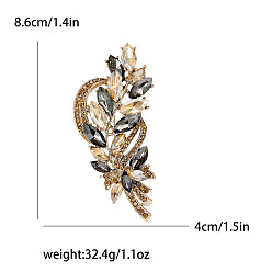 Gainsboro Alloy Brooches, Rhinestone Pin, Jewely for Women, Ear of Wheat, Gainsboro, 86x40mm