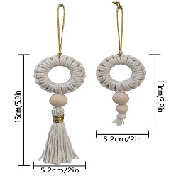 Белый Рождественский венок из хлопка ручной работы, подвесные украшения в технике макраме, для подвесных украшений на елку, белые, 150x52 мм, 2 шт / комплект