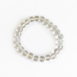 21 8mm Natural Glass Bead Bracelet with Elastic Cord for Women and Men