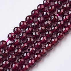 Garnet Natural Garnet Beads Strands, Round, 3mm, Hole: 0.5mm, about 135pcs/strand, 15.5 inch(39.5cm)