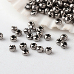 Black Plated 15/0 Grade A Round Glass Seed Beads, Metallic Colours, Black Plated, 15/0, 1.8~2x1~1.3mm, Hole: 0.5mm, about 80000pcs/pound