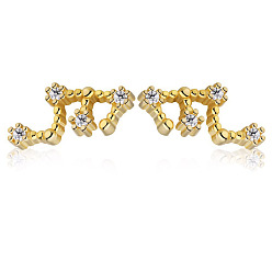Virgin Cubic Zirconia Constellation Stud Earrings, Golden 925 Sterling Silver Earrings, Virgin, 10.5x5mm