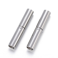 Stainless Steel Color 304 Stainless Steel Bayonet Clasps, Column, Stainless Steel Color, 21x4mm, Hole: 3.2mm