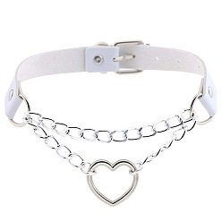white Stylish Heart-Shaped Chain Collar Necklace for Fashionable Trendsetters
