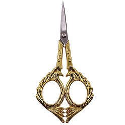 Golden & Stainless Steel Color Stainless Steel Phoenix Scissors, Alloy Handle, Embroidery Scissors, Sewing Scissors, Golden & Stainless Steel Color, 12.6cm