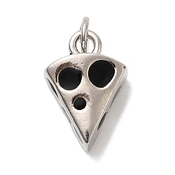Черный Латунь эмаль прелести, треугольник сыра, стойки покрытие, долговечный, без кадмия и без свинца, платина, с целью перехода в кольце, чёрные, 12.5x9x5.5 мм, отверстие : 3 мм