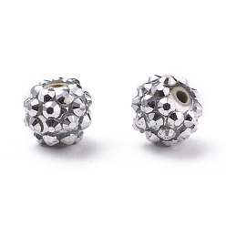 Silver Chunky Resin Rhinestone Beads, Resin Round Beads, Silver, 12mm, Hole: 1.5~2mm