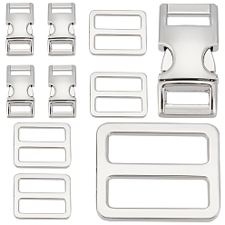 Platinum Gorgecraft 10Pcs 2 Style Alloy Adjustable Quick Side Release Buckles, for Luggage Straps Backpack Repairing, Rectangle, Platinum, 30x15x7mm, Hole: 10.5x3mm, 2 style, 5pcs/style, 10pcs
