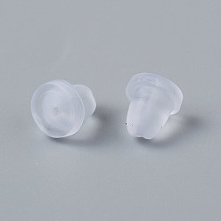 White Silicone Ear Nuts, Earring Backs, for Stud Earring Making, White, 6x5mm, Hole: 0.7~1.2mm, 950~1000pcs/box