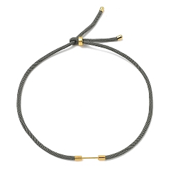 Slate Gray Adjustable Nylon Cord Necklace Making, with Brass Beadable Bar, Golden, Slate Gray, 18.11x0.16 inch(46x0.4cm)