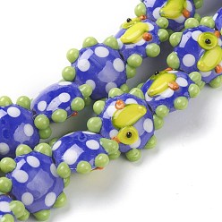 Blue Handmade Lampwork Beads, Flower, Duck, Bumpy, Blue, 21x19x10mm, Hole: 2mm, about 20pcs/strand, 12.60''(32cm)