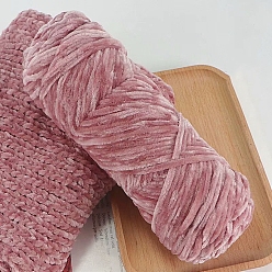 Pale Violet Red Wool Chenille Yarn, Velvet Hand Knitting Threads, for Baby Sweater Scarf Fabric Needlework Craft, Pale Violet Red, 3mm, about 87.49 Yards(80m)/Skein