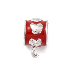 Красный Поручни из латунной эмали, сердце, стойки покрытие, долговечный, без кадмия и без свинца, платина, красные, 10x6.5x8 мм, отверстие : 1.5 мм, внутренний диаметр: 4 мм