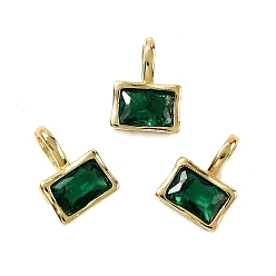 Зеленый Прямоугольник латуни микро проложит кубических прелести диоксида циркония, стойки покрытие, долговечный, без кадмия и без свинца, золотые, зелёные, 10.5x7.5x4 мм, отверстие : 4x2.5 мм