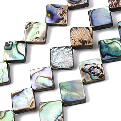 Разноцветный Природные пауа стеклянные бусы нити, ромб, красочный, 10x10x3.5 мм, отверстие : 1 мм, около 31 шт / нитка, 15.75 дюйм (40 см)