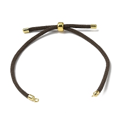 Coffee 3MM Adjustable Round Nylon Braided Cord Bracelet Making, with Golden Brass Findings, Fit for Connector Charms, Coffee, 8.66 inch(22cm), Hole: 1.5mm