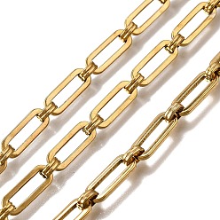 Настоящее золото 18K Ионное покрытие (ip) 304 прямоугольные цепи из нержавеющей стали, несварные, реальный 18 k позолоченный, 15x5.5x1.4 мм