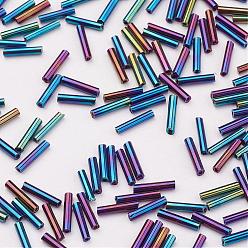 Разноцветный Стеклярус, Ирис, красочный, 9x2 мм, отверстия: 0.5 мм, около 7000 шт / мешок