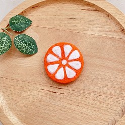 Orange Handmade Wool Felt Craft, DIY Ornament Accessories for Car Decor Hair Clip Fridge Magnet Phone Case Brooch, Orange, 45mm