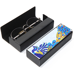 Peacock DIY Imitation Leather Eyeglass Case Diamond Painting Kits, Including Resin Rhinestones, Pen, Tray & Glue Clay, Peacock Pattern, 160x54x36mm