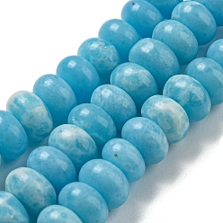 Light Sky Blue Synthetic Imperial Jasper Dyed Beads Strands, Rondelle, Light Sky Blue, 8~8.5x5~5.5mm, Hole: 1.2mm, about 76~77pcs/strand, 15.20''~15.47"(38.6~39.3cm)