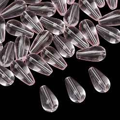 Pink Baking Paint Transparent Glass Beads, Teardrop, Pink, 14.5x7.5mm, Hole: 1.5mm, about 970pcs/1000g