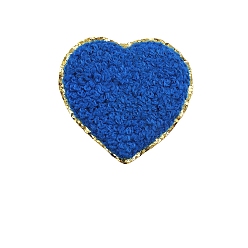 Royal Blue Towel Embroidery Style Cloth Iron on/Sew on Patches, Appliques, Badges, for Clothes, Dress, Hat, Jeans, DIY Decorations, Heart, Royal Blue, 50x50mm