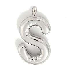 Letter S Не тускнеющие 304 подвески из нержавеющей стали, буквенное очарование, цвет нержавеющей стали, Письмо с, 28.5x15x5.5 мм, отверстие : 3 мм