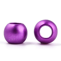 Dark Violet Spray Painted Acrylic European Beads, Matte Style, Large Hole Beads, Rondelle, Dark Violet, 10mm, Hole: 5mm