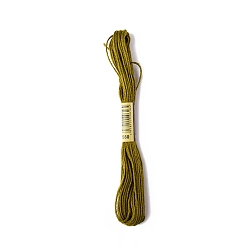 Olive Drab Polyester Embroidery Threads for Cross Stitch, Embroidery Floss, Olive Drab, 0.15mm, about 8.75 Yards(8m)/Skein