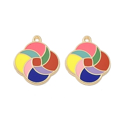 Разноцветный Стойки обшивки сплава эмали подвески, без кадмия, без никеля и без свинца, цветочный шарм, красочный, 28.5x25x2 мм, отверстие : 1.8 мм