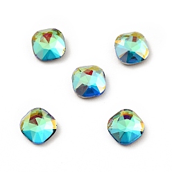 Sphinx K9 Glass Rhinestone Cabochons, Flat Back & Back Plated, Faceted, Square, Sphinx, 5x5x2mm