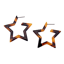 coffee color Multicolor Hollow Five-Pointed Star Earrings with Personality and Creativity