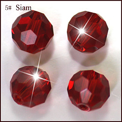 Dark Red Imitation Austrian Crystal Beads, Grade AAA, Faceted(32 Facets), Round, Dark Red, 8mm, Hole: 0.9~1.4mm
