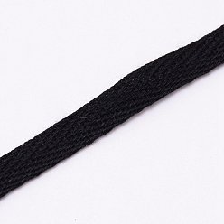 Black Cotton Cotton Twill Tape Ribbons, Herringbone Ribbons, for for Home Decoration, Wrapping Gifts & DIY Crafts Decorative, Black, 3/8"(9mm)
